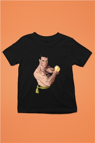 Van Damme James Baskılı Unisex Siyah Çocuk Tişört - Tshirt