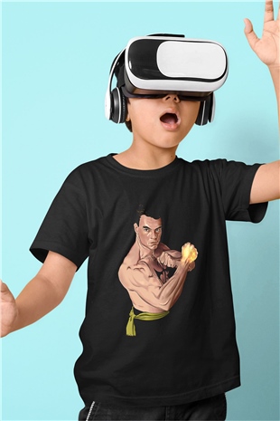Van Damme James Baskılı Unisex Siyah Çocuk Tişört - Tshirt