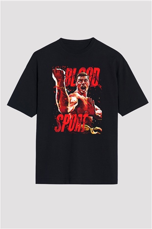 Van Damme James Baskılı Unisex Siyah Oversize Tişört - Tshirt