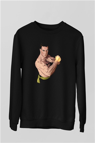 Van Damme James Baskılı Unisex Siyah Sweatshirt