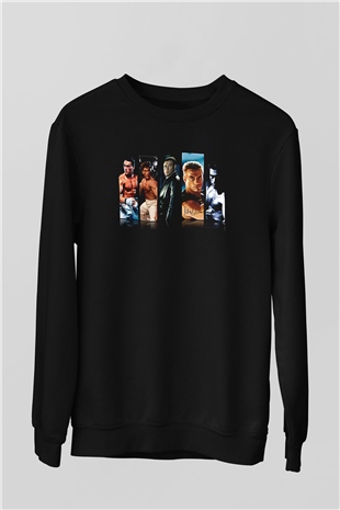 Van Damme James Baskılı Unisex Siyah Sweatshirt