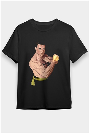 Van Damme James Baskılı Unisex Siyah Tişört - Tshirt