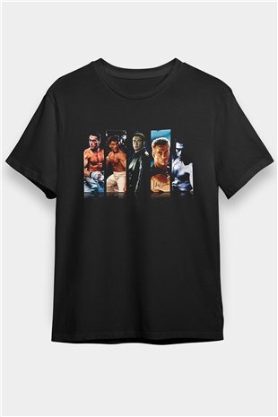 Van Damme James Baskılı Unisex Siyah Tişört - Tshirt