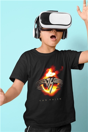 Van Halen Baskılı Siyah Unisex Çocuk Tişört