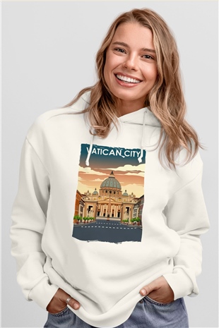 Vatikan Beyaz Unisex Hoodie