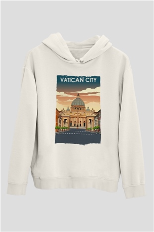 Vatikan Beyaz Unisex Hoodie