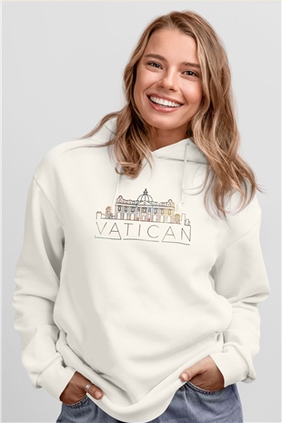 Vatikan Beyaz Unisex Hoodie