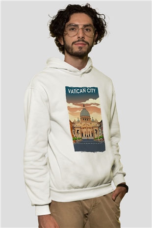 Vatikan Beyaz Unisex Hoodie