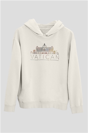 Vatikan Beyaz Unisex Hoodie