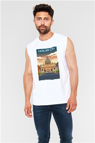 Vatikan Beyaz Unisex Kolsuz Tişört