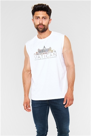 Vatikan Beyaz Unisex Kolsuz Tişört