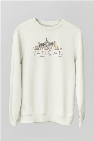 Vatikan Beyaz Unisex Sweatshirt