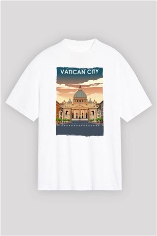 Vatikan Beyaz Oversize Tişört Oversize T-shirt - TişörtFabrikası