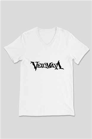 Veil of Maya Beyaz Unisex V Yaka Tişört T-Shirt
