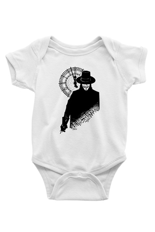 Vendetta Baskılı Beyaz Unisex Bebek Body - Zıbın