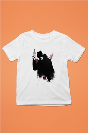 Vendetta Baskılı Beyaz Unisex Çocuk Tişört