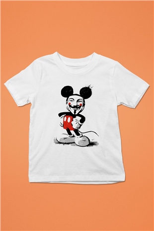 Vendetta Baskılı Beyaz Unisex Çocuk Tişört