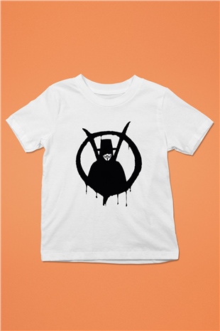 Vendetta Baskılı Beyaz Unisex Çocuk Tişört