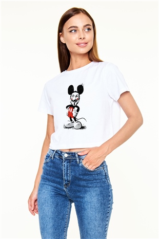 Vendetta Beyaz Croptop Tişört