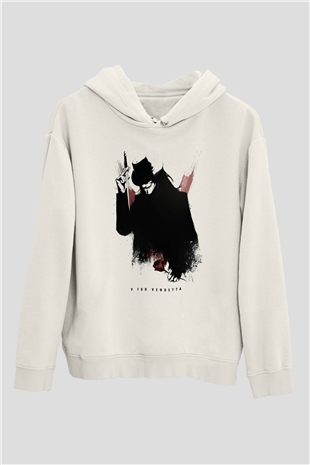 Vendetta Beyaz Unisex Hoodie