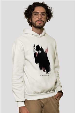 Vendetta Beyaz Unisex Hoodie