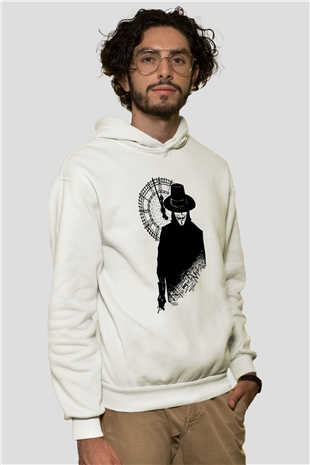 Vendetta Beyaz Unisex Hoodie