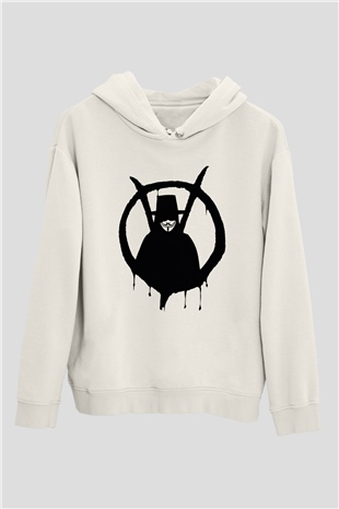 Vendetta Beyaz Unisex Hoodie
