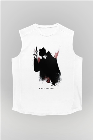 Vendetta Beyaz Unisex Kolsuz Tişört