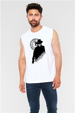 Vendetta Beyaz Unisex Kolsuz Tişört