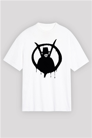 Vendetta Beyaz Unisex Oversize Tişört T-Shirt