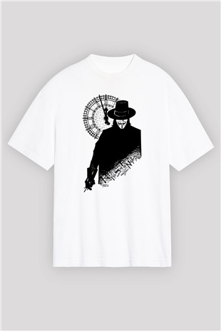 Vendetta Beyaz Unisex Oversize Tişört T-Shirt