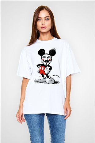 Vendetta Beyaz Unisex Oversize Tişört T-Shirt