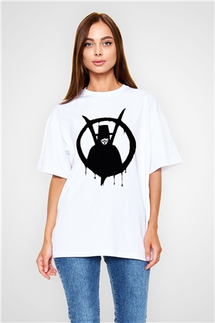 Vendetta Beyaz Unisex Oversize Tişört T-Shirt