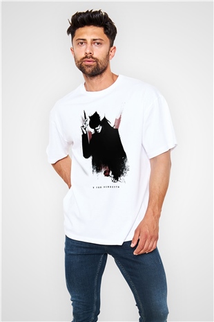 Vendetta Beyaz Unisex Oversize Tişört T-Shirt