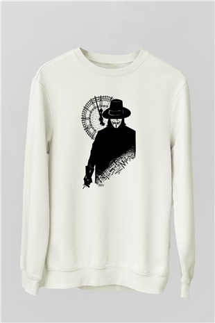Vendetta Beyaz Unisex Sweatshirt