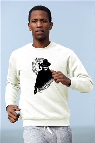 Vendetta Beyaz Unisex Sweatshirt