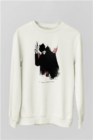 Vendetta Beyaz Unisex Sweatshirt