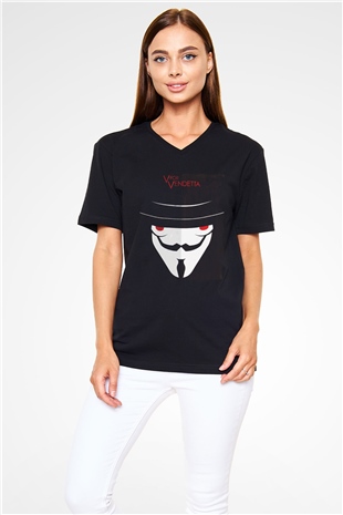 Vendetta Siyah Unisex V Yaka Tişört