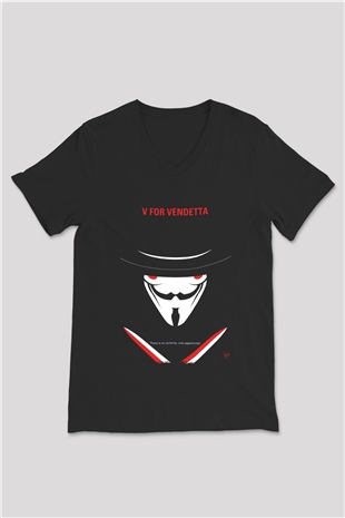 Vendetta Siyah Unisex V Yaka Tişört