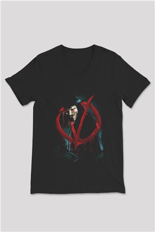 Vendetta Siyah Unisex V Yaka Tişört