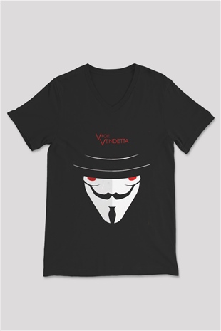 Vendetta Siyah Unisex V Yaka Tişört