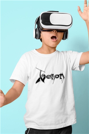 Venom Baskılı Beyaz Unisex Çocuk Tişört