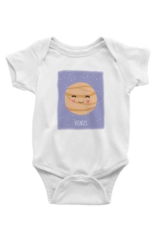 Venüs Baskılı Beyaz Unisex Bebek Body - Zıbın