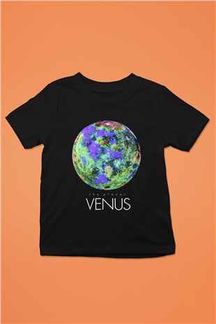 Venüs Baskılı Siyah Unisex Çocuk Tişört