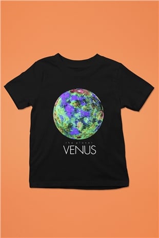 Venüs Baskılı Siyah Unisex Çocuk Tişört
