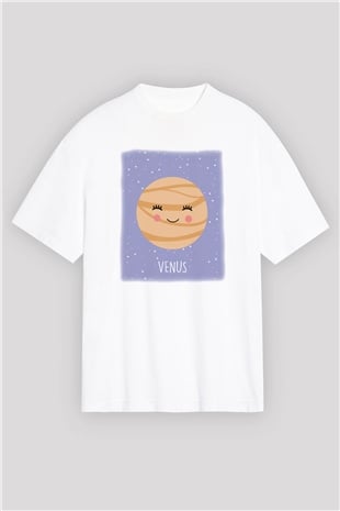Venüs Beyaz Unisex Oversize Tişört T-Shirt