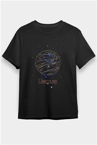 Venüs Çizim Baskılı Unisex Siyah Tişört - Tshirt