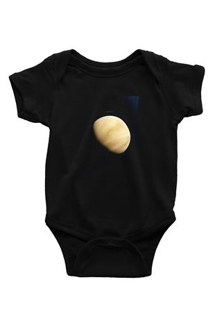 Venüs Fotoğraf Baskılı Unisex  Siyah Bebek Body - Zıbın