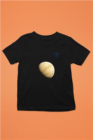 Venüs Fotoğraf Baskılı Unisex Siyah Çocuk Tişörtü - Tshirt