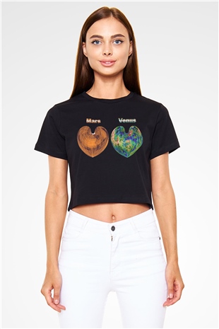 Venüs Siyah Crop Top Tişört